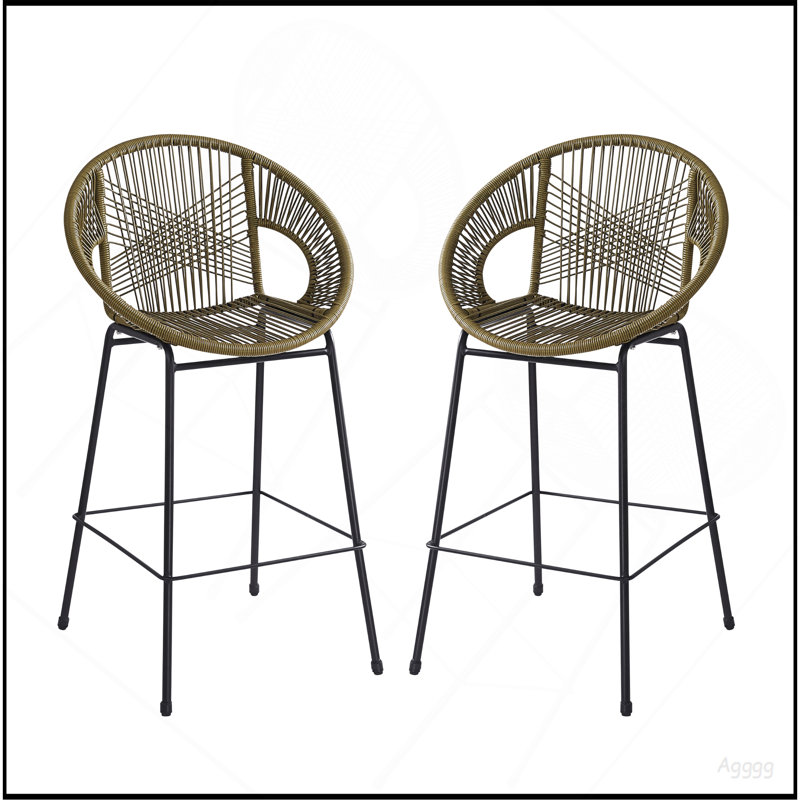 Tabouret de bar d'extérieur vert Ferrara, ensemble de 2