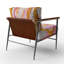 Chaise d'appoint rembourrée avec accoudoirs modernes et motif en spirale rose-108625298
