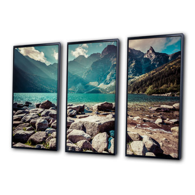 Tatra Mountains Green Water Mountain Lake - ensemble de 3 toiles encadrées