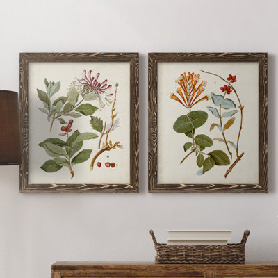 Arbres en fleurs rétro II - Toile encadrée de qualité supérieure - prête à être accrochée