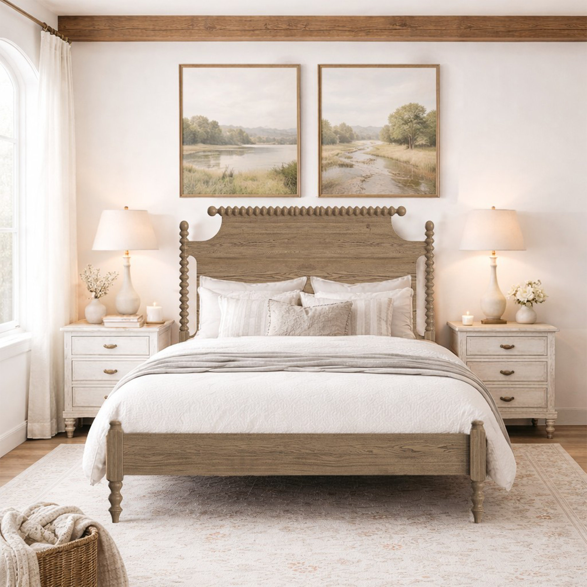 Nadette Spindle Bed, Cracked Oak, Queen
