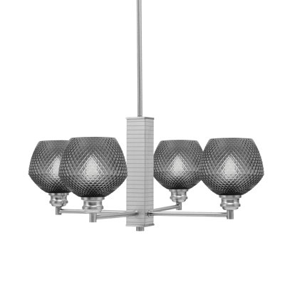 Edge 4 Light Chandelier With 6" Glass
