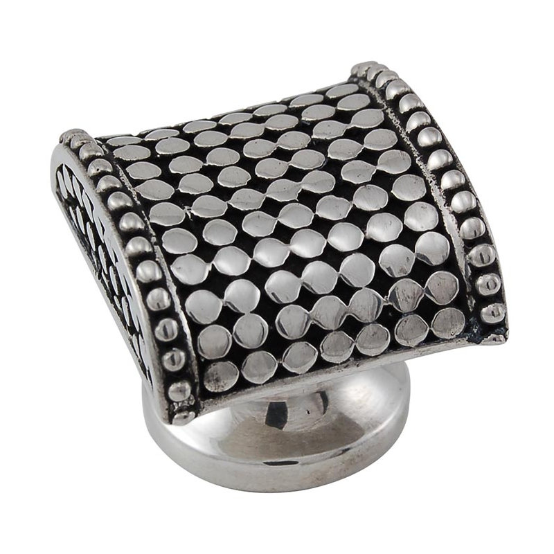 Tiziano Geometric Knob, Antique Silver, 1" H x 1" W x 0.875" D