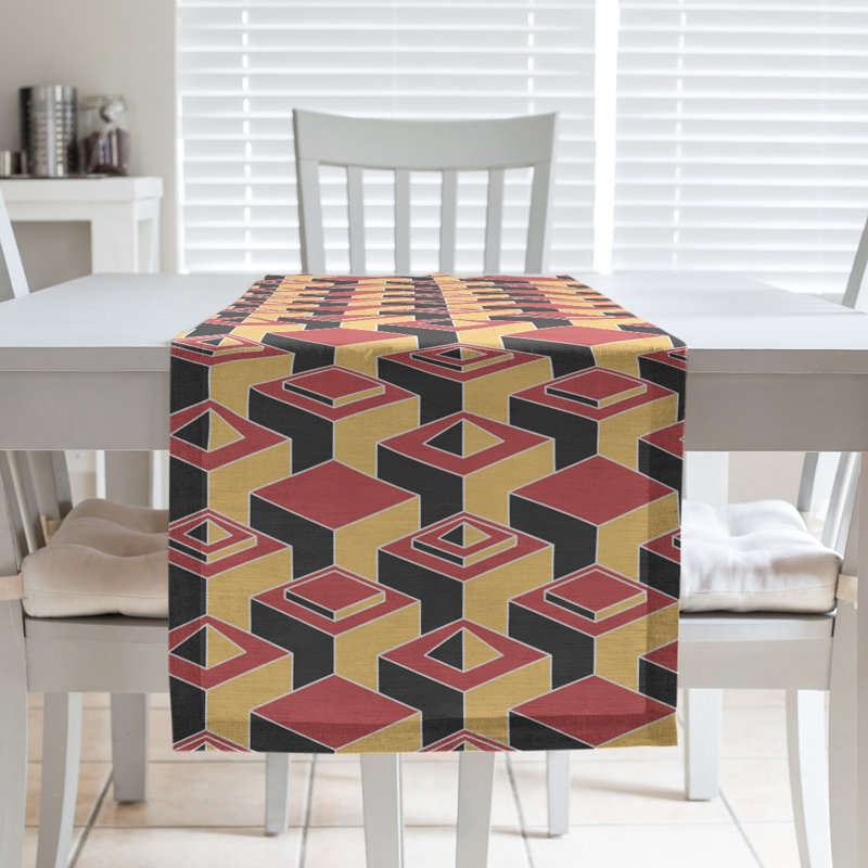Chemin de table Classic Skyscrapers, 16 po x 72 po, Rouge/jaune