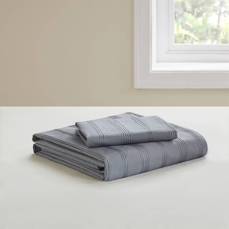 Ensemble de housse de couette 2 pièces, Housse de couette simple + 1 taie décorative stan, Gris