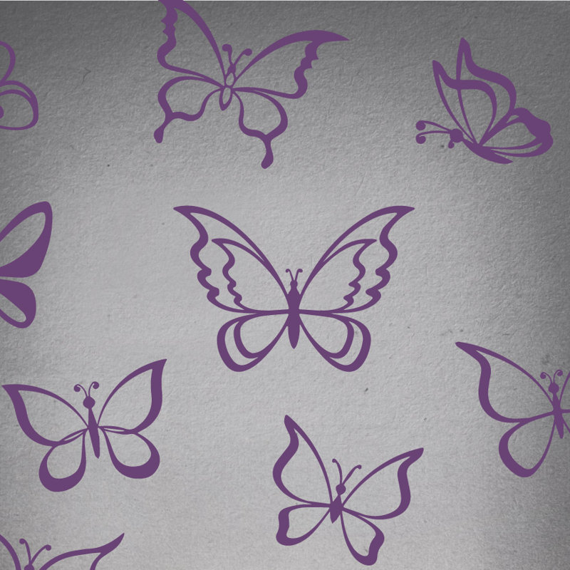 Adhésif décoratif papillon, H 24 po x l 25 po x P 0,01 po, Violet