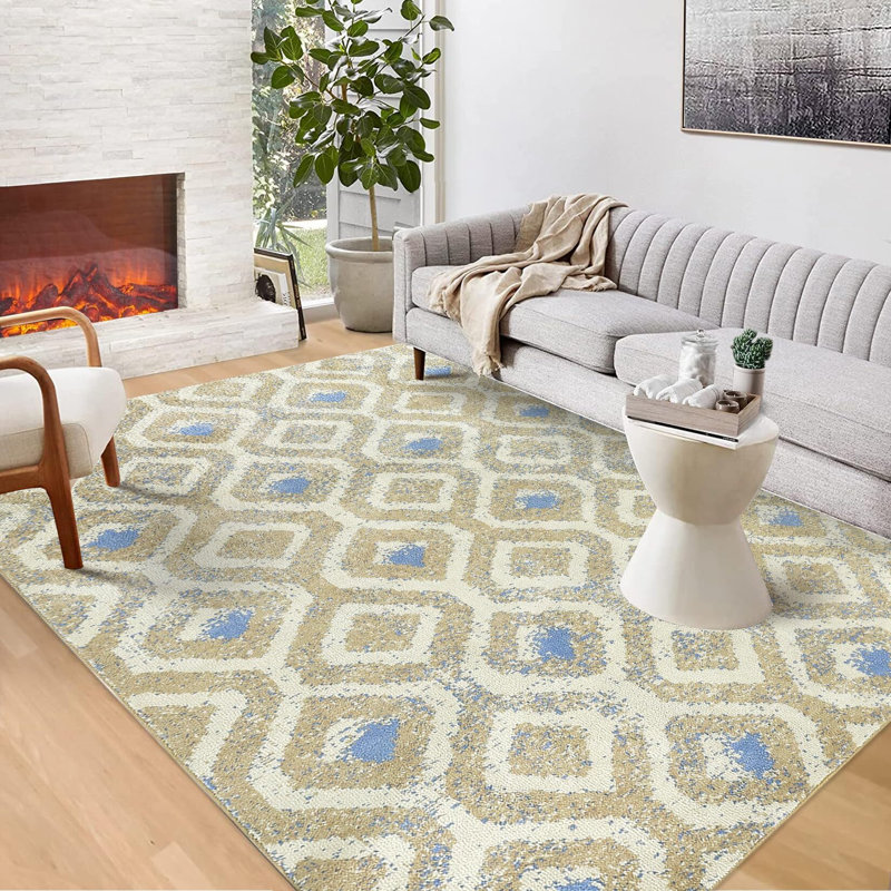 Modern Abstract Rugs Geometric Short Plush Rug, Rectangle 9' x 12'