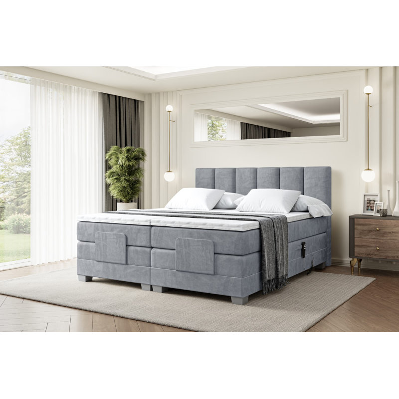 Hatchell Pocket Spring Mattress Divan Bed Base, 140 x 200cm, in Grey