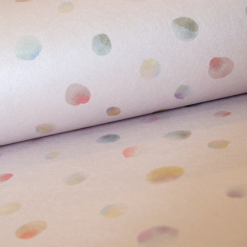 Great Kids Smooth Glitter Watercolor Dots 33' L x 21" W Wallpaper Roll, Rose