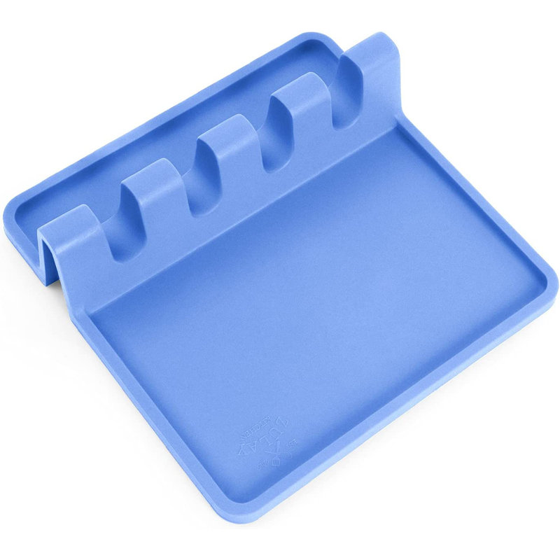 Support à ustensiles en silicone avec plateau anti-gouttes pour ustensiles multiples sans BPA Zulay, Pervenche