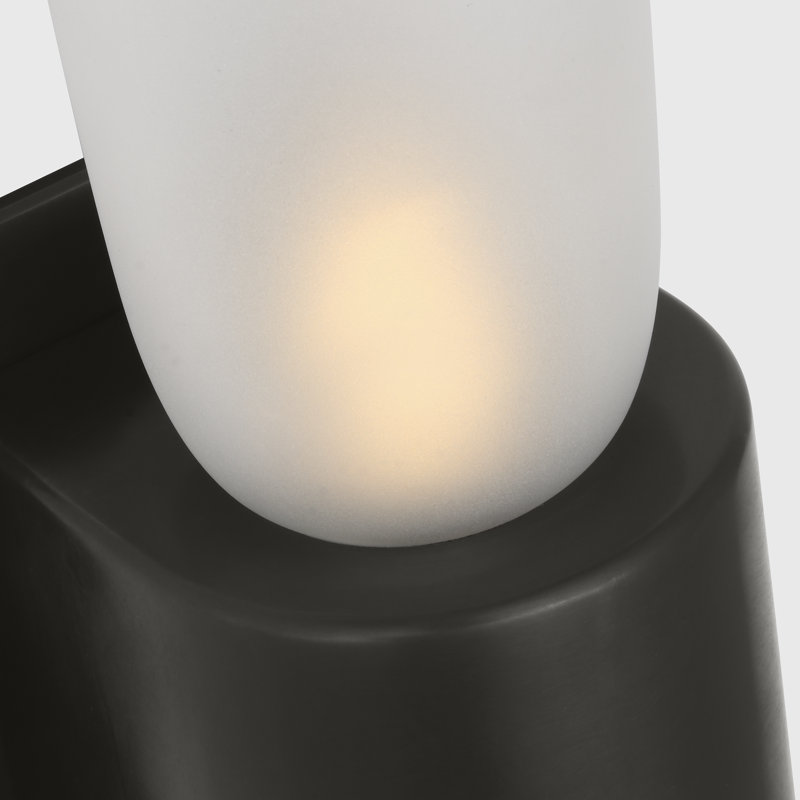 Kelly Wearstler Volver 1-light Medium Single Sconce in Bronze with Clear Etched Glass shade, Bronze