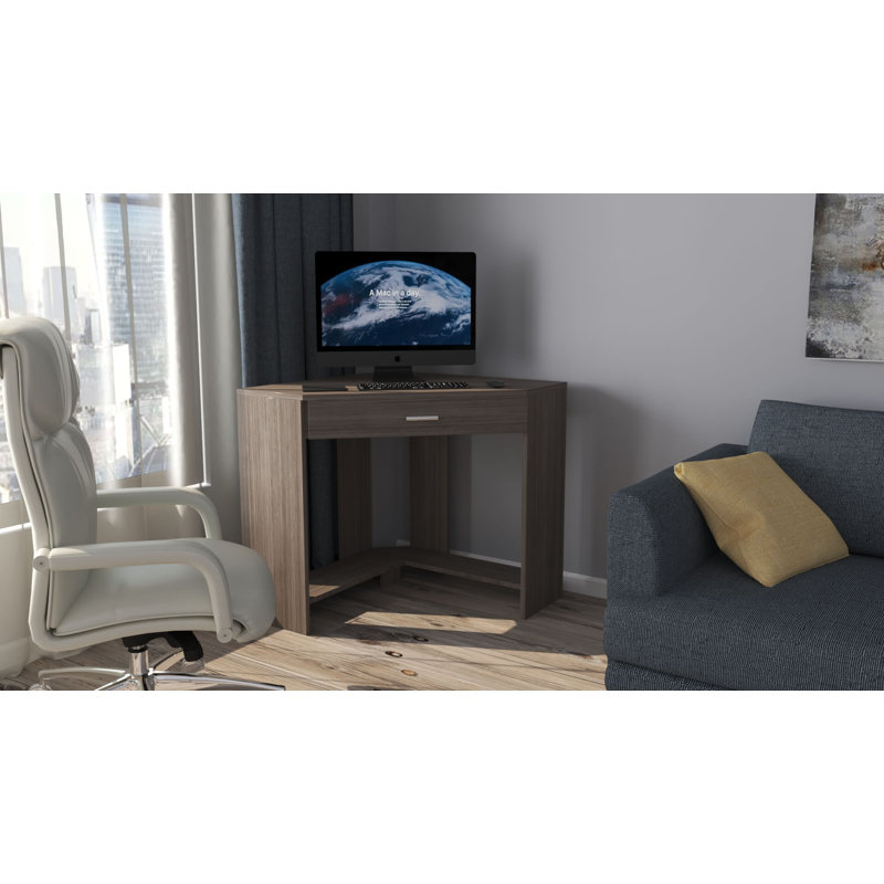 Botakoz Corner Computer Desk, Brown