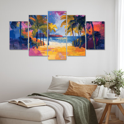 Green Yellow Palm Trees Tropical Oasis II - Palms & Palm Trees Canvas Art Set