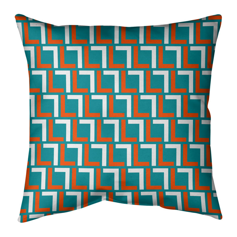 Housse de coussin Miami Football, Vert / Blanc / Orange, 16 po x 1 po, Polyester sergé