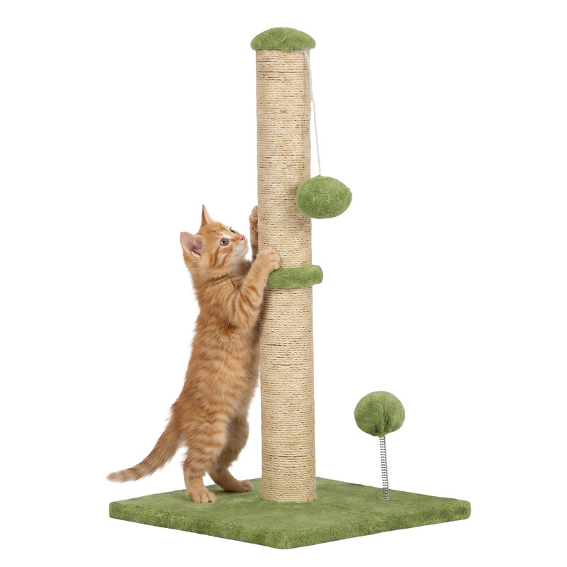 Métal de grattage pour chat 22 pouces Métal de fixation Grattoir en sisal naturel, H 22,2 po x l 11,8 po x L 11,8 po, Vert