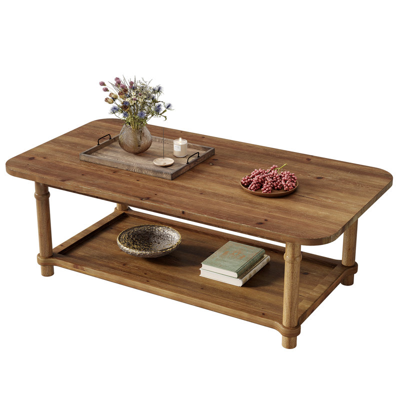 Solid Wood Four Leg Coffee Table with Storage