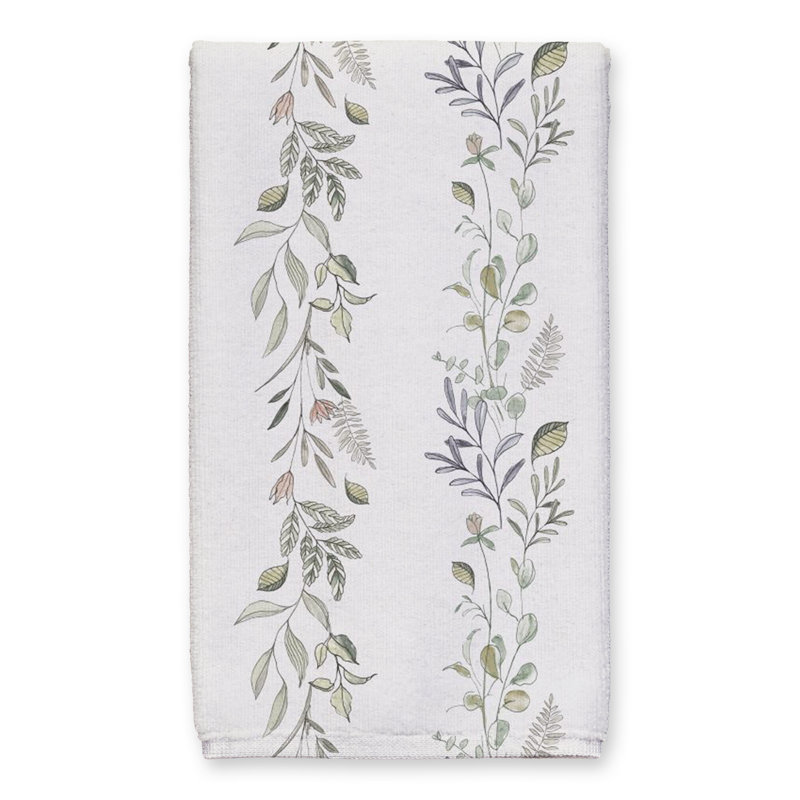 Cotton Floral Tea Towel Kitchen Towel, Cream