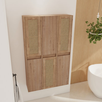 Armoire latérale de salle de bain 36 po, 6 portes à fermeture douce, conception à fixation flottante, rangement de salle de bain