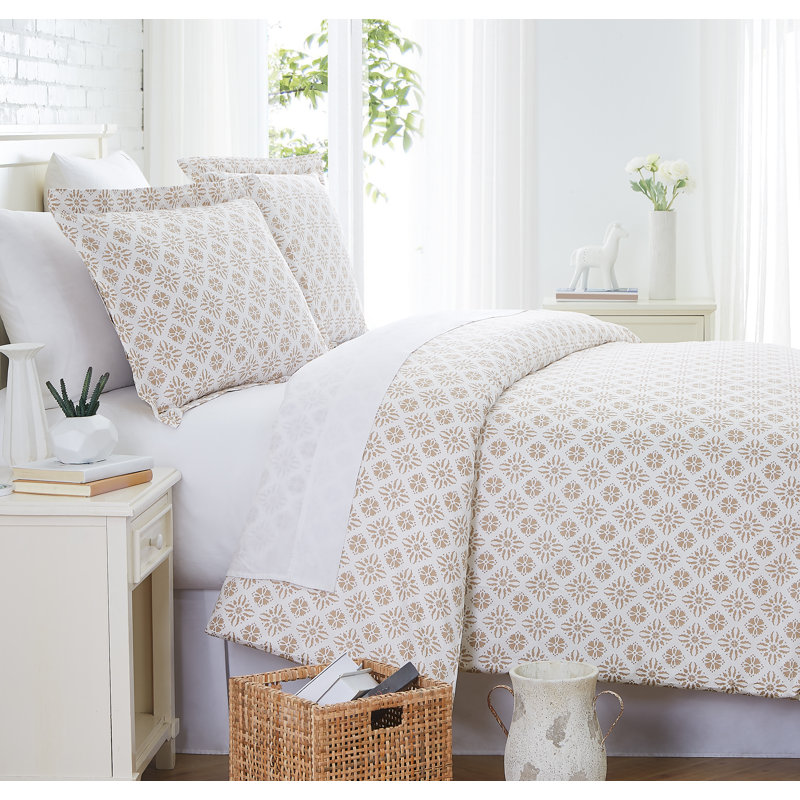 Southshore Fine Linens Aztec Dreams 300 Thread-Count 100% Cotton Duvet Cover Set, King Duvet Cover + 2 Shams, Taupe