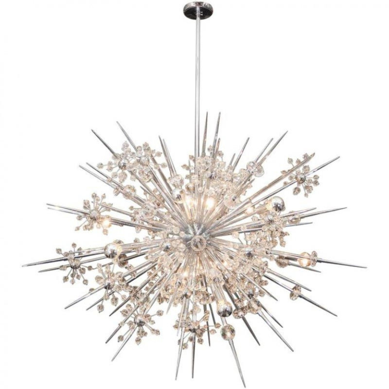 Lustre sphère en acier à 12 lumières, Fumée, 20" Wide x 14" Depth x 14" Height, Argent brossé