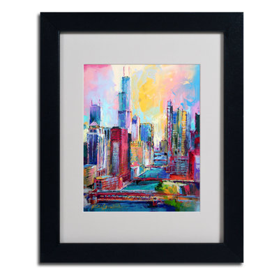 « chicago 3 », reproduction sur toile encadrée en bleu/rouge/vert