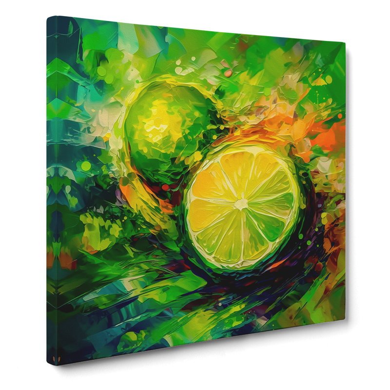 Lime Fruit Impressionism - Wrapped Canvas, 50cm H x 50cm W x 3cm D