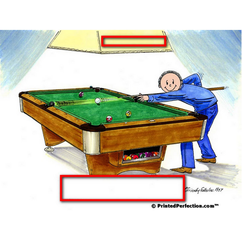 Personalized Billiards, Pool Player - Male Cartoon Caricature with a Mat, Ready to Frame, Yes
