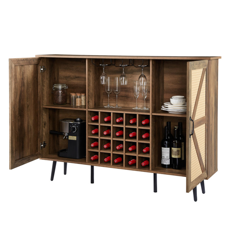 Armoire à vin de grande capacité avec support et porte-verre Glacière rustique polyvalente