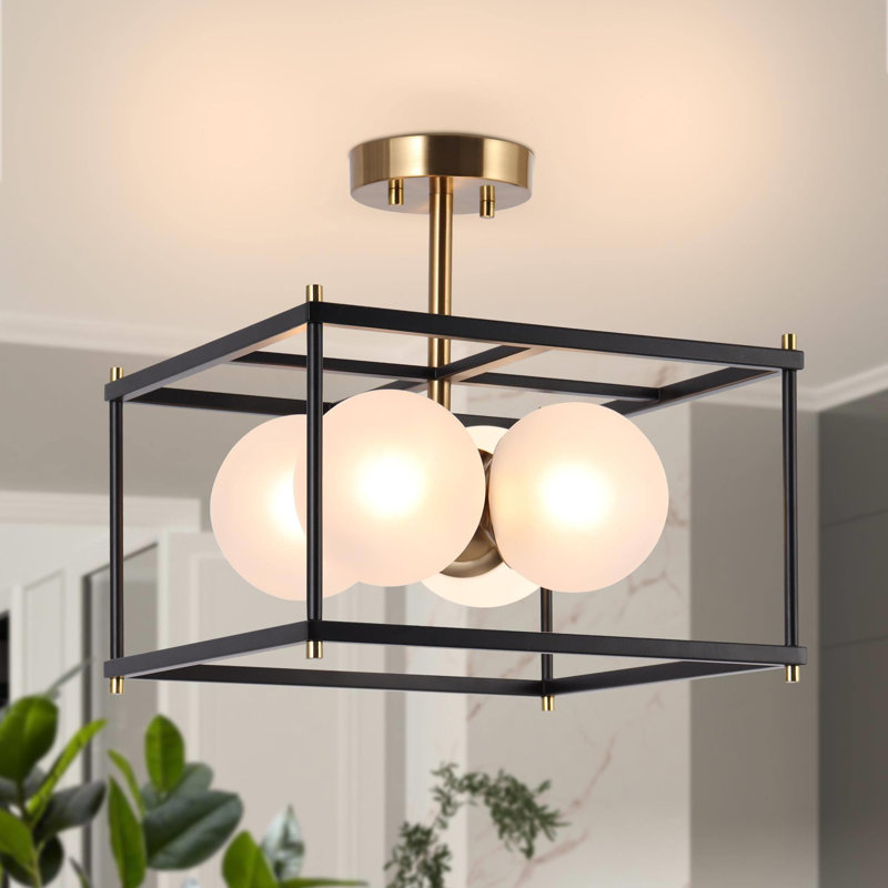 Plafonnier semi-encastré carré / rectangulaire à 4 lumières