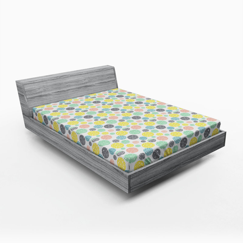 Microfiber Polka Dots Fitted Sheet, Multicolor Polka Dots, Full/Double Fitted Sheet