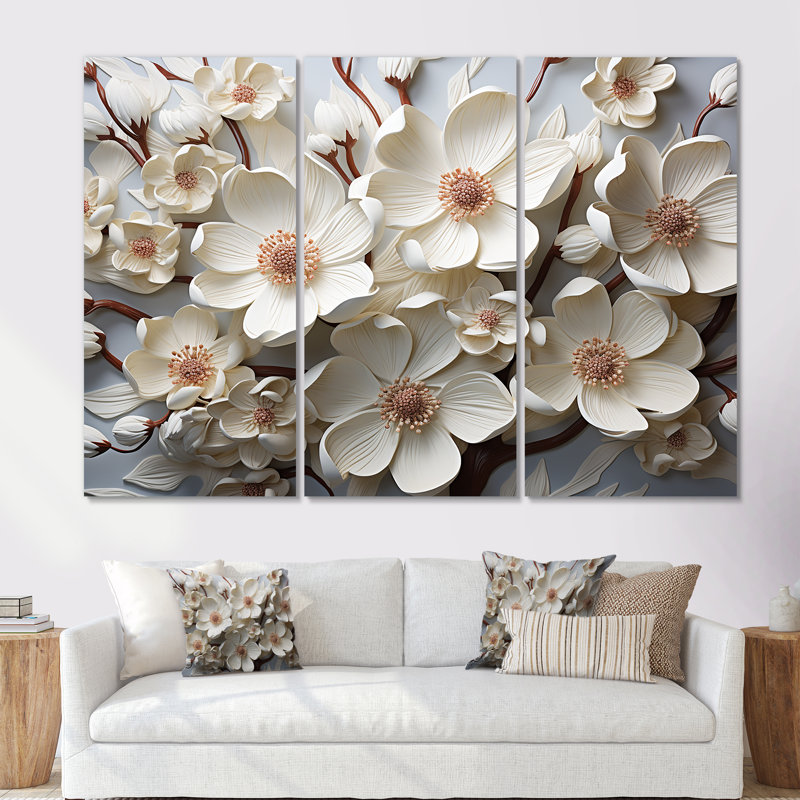 Ensemble de salon Dogwood Blossoms Bouquet III, Toile tendue, H 32 po x l 48 po x P 1 po