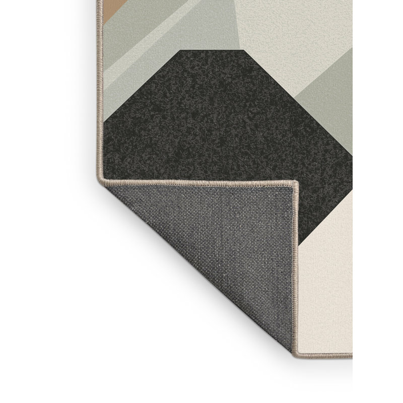 Tapis beige moelleux moelleux à motif géométrique minimaliste, Carré 7 pi