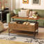 Table basse à plateau relevable Farmhouse 39,4 pouces - brun rustique avec rangement caché et tablette inférieure - Pieds en acier robustes pour le salon
