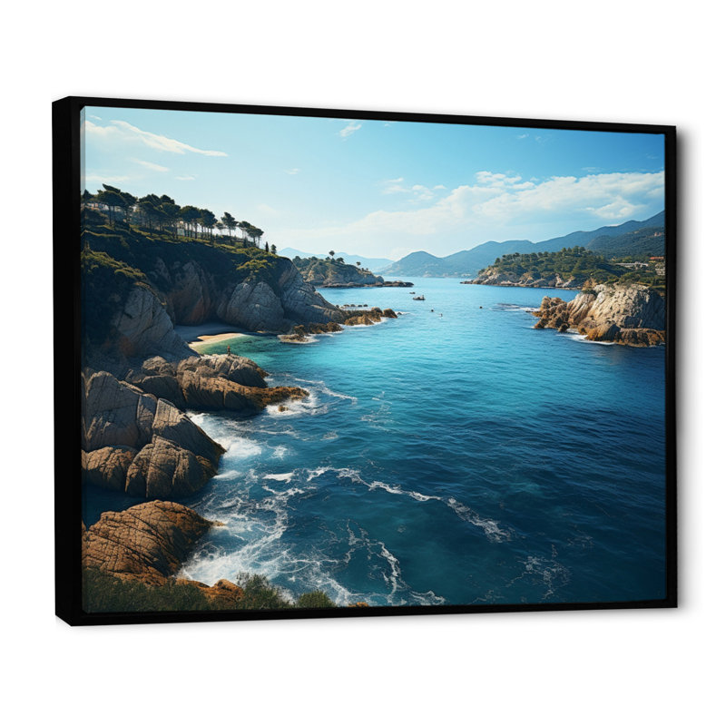 Italie, Italie, Riviera italienne, rêverie sur toile, Cadre flottant noir, H 30 po x l 40 po x P 1,5 po