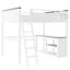 Grand lit mezzanine avec bureau, tablette ouverte et boîte de rangement, station de charge USB