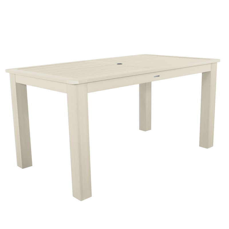Highlawn Rectangular Outdoor Dining Table With Umbrella Hole , in. W 41.75'' in. D, Whitewash, 36'' H x 42'' W x 72 '' D