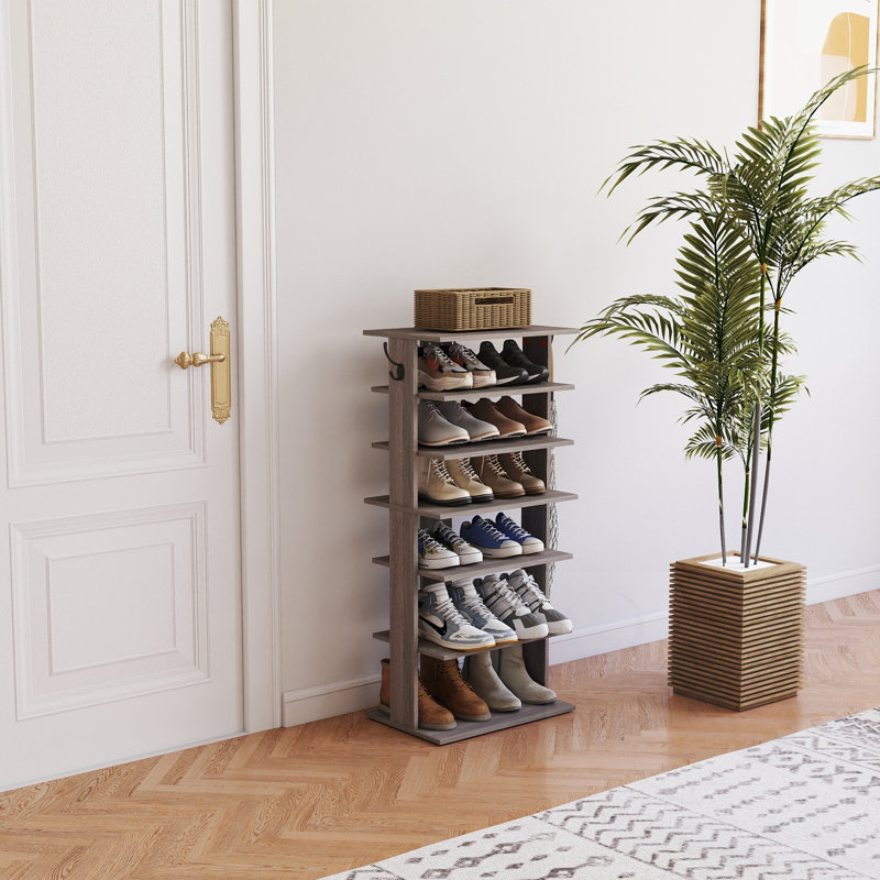 Range-chaussures à 7 niveaux avec crochets, Grey
