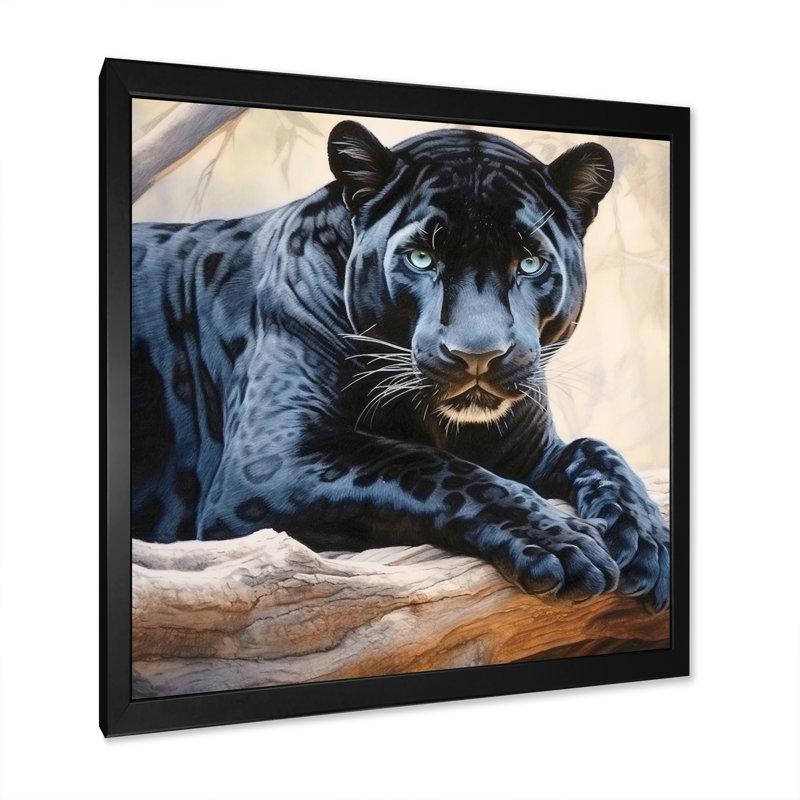 Panther's Gaze III - imprimé, Cadre simple noir, H 24 po x l 24 po x P 1 po
