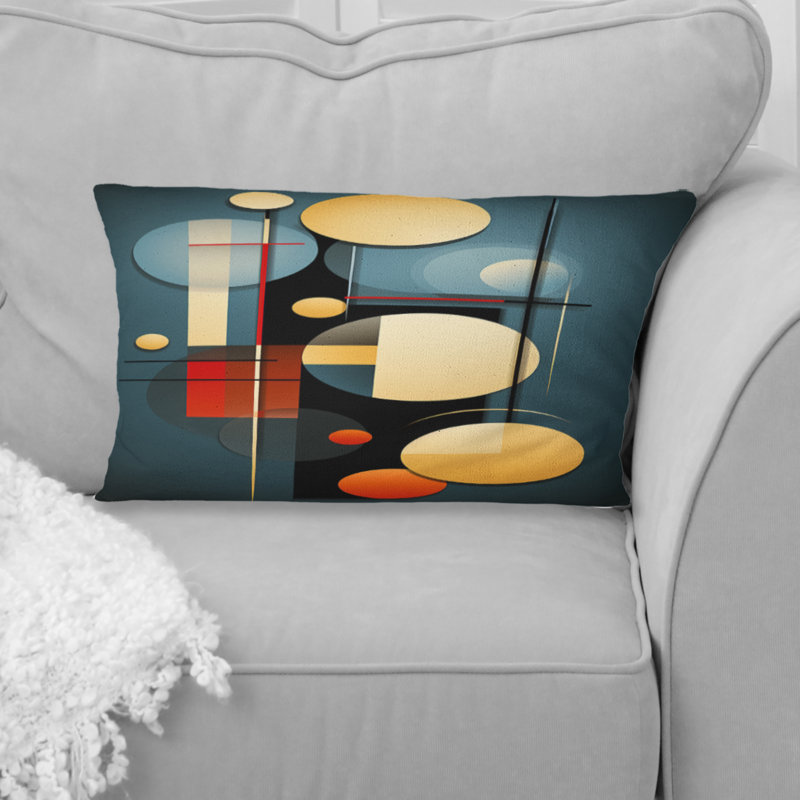 Retro Bliss Abstract Circular Geometrics VI - Coussin décoratif à imprimé géométrique abstrait