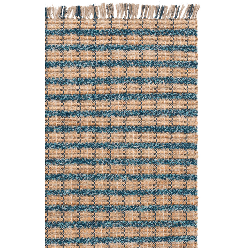 Ellenore Hand Woven 0.85 Jute 0.15 Cotton Checkered Rug, Square 6'