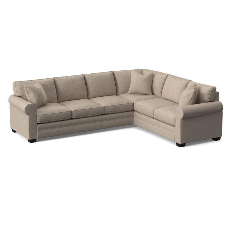 Bedford Upholstered L-Sectional, Java Finish, Eggshell Crypton Performance; 0884-93, Right Hand Facing