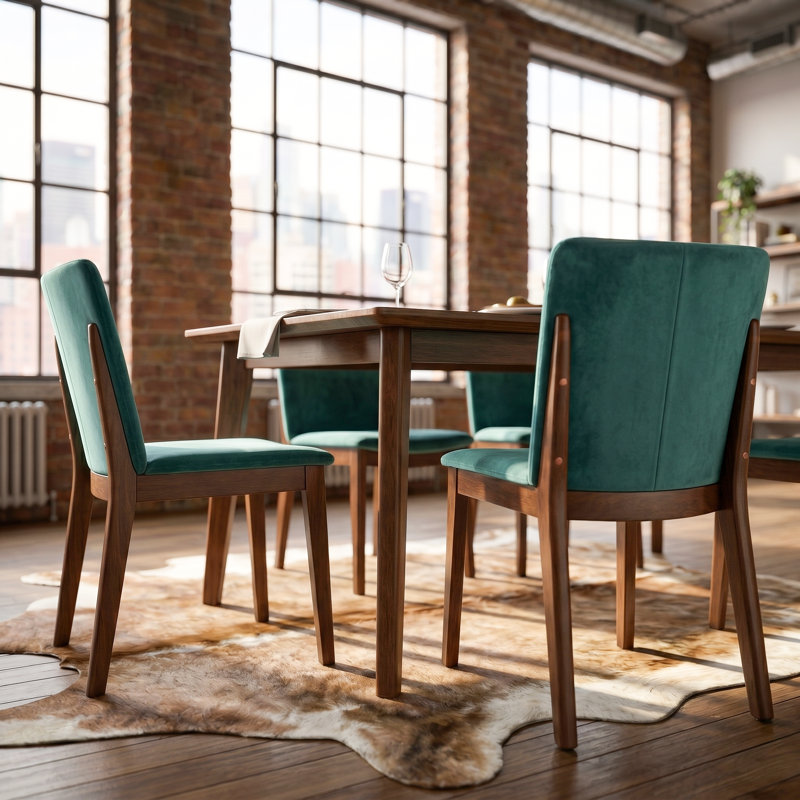 Barriento 18.9'' H Upholstered Parsons Chair, Green Velvet