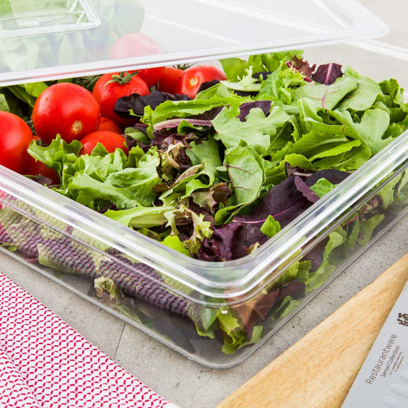Articles de restaurant - 4 casseroles profondes, 10 récipients de rangement pleine grandeur commerciaux - congelables, résistants aux bris, casseroles froides en plastique transparent, lavables à la vaisselle, pour la cuisine, les restaurants ou les ca