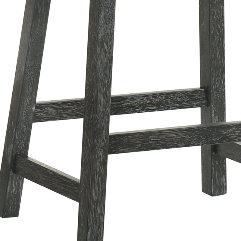 Ensemble de tabouret de bar rustique sans dossier rustique de 2 à 25 pouces avec siège en cuir brun, finition vieillie et structure robuste - Siège à hauteur de comptoir compact pour la cuisine et le bar