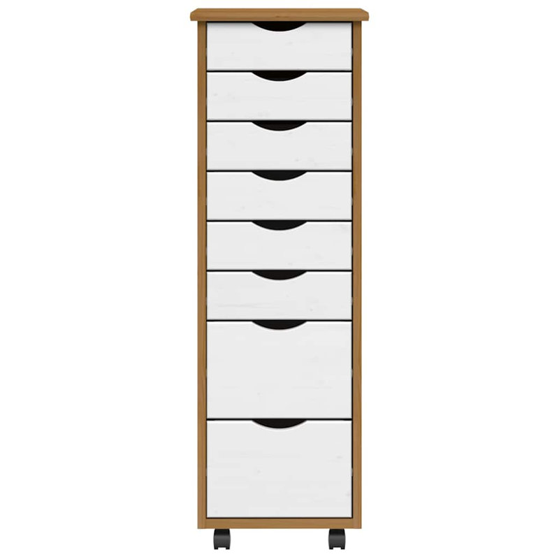 Meilany 34 cm W 8 -Drawer Solid Wood Filing Cabinet, White/Honey Brown
