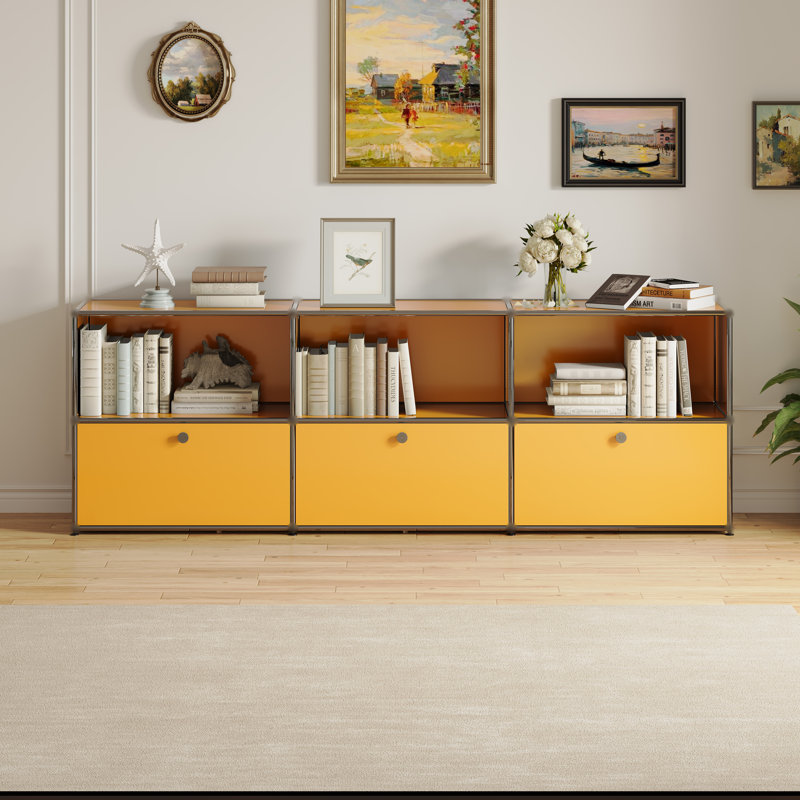 Rangement à 2 niveaux modulaire en métal, Jaune