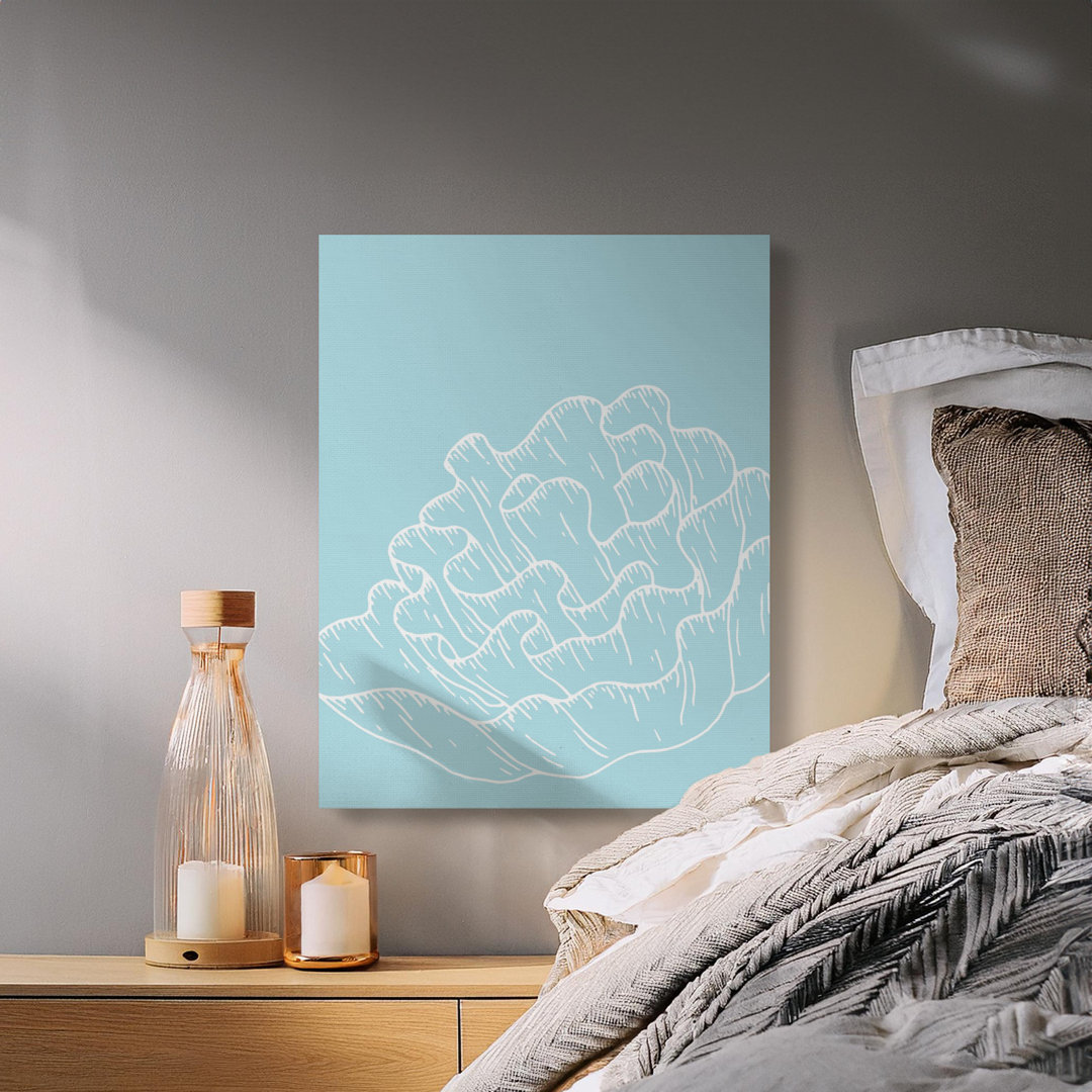 White Wave Aqua Abstract Wall Art