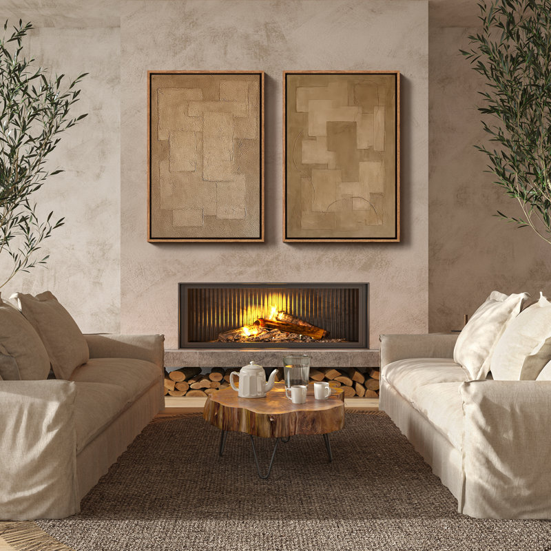 Art mural encadré, rétro, antique, classique pour chambre à coucher - 16 po x 24 po x 2 panneaux, H 24 po x l 16 po, Naturel