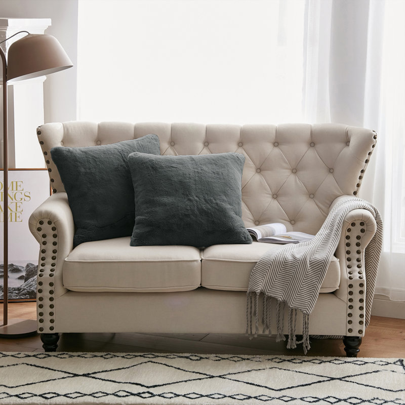Heavy Faux Fur Throw Pillow Cover, Charcoal, 20' H x 20' W