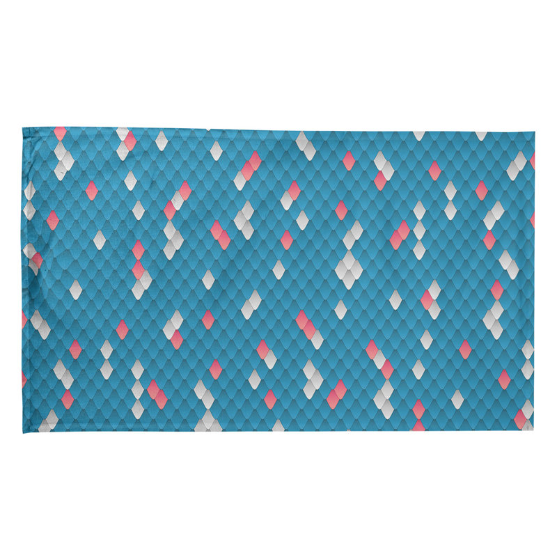 Serviette de thé à échelles serpent, Bleu, Sergé de coton